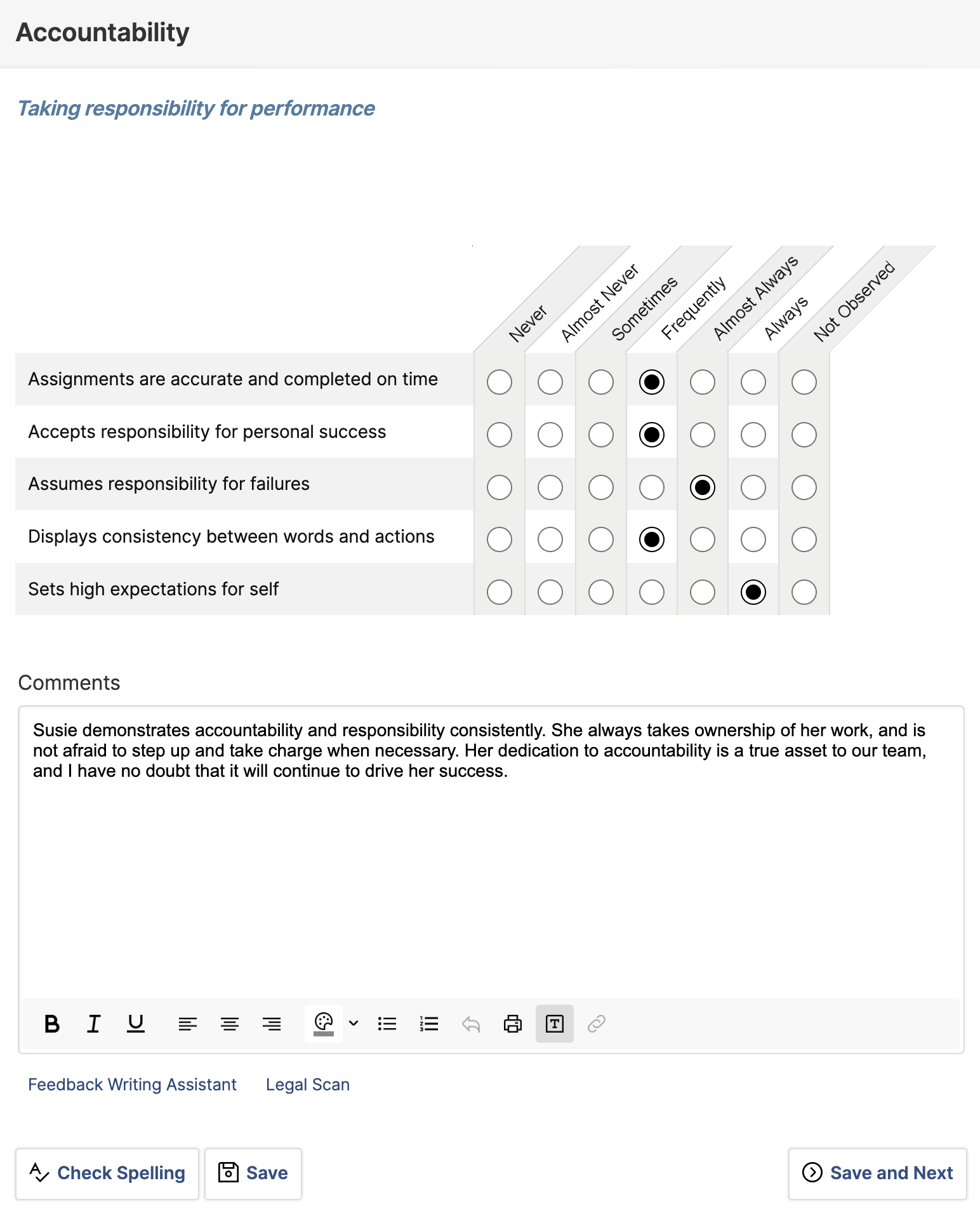 Pulse survey user interface screen